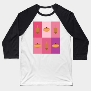 D&amp;D - Doughnuts and Dreidels Pink Grid Baseball T-Shirt